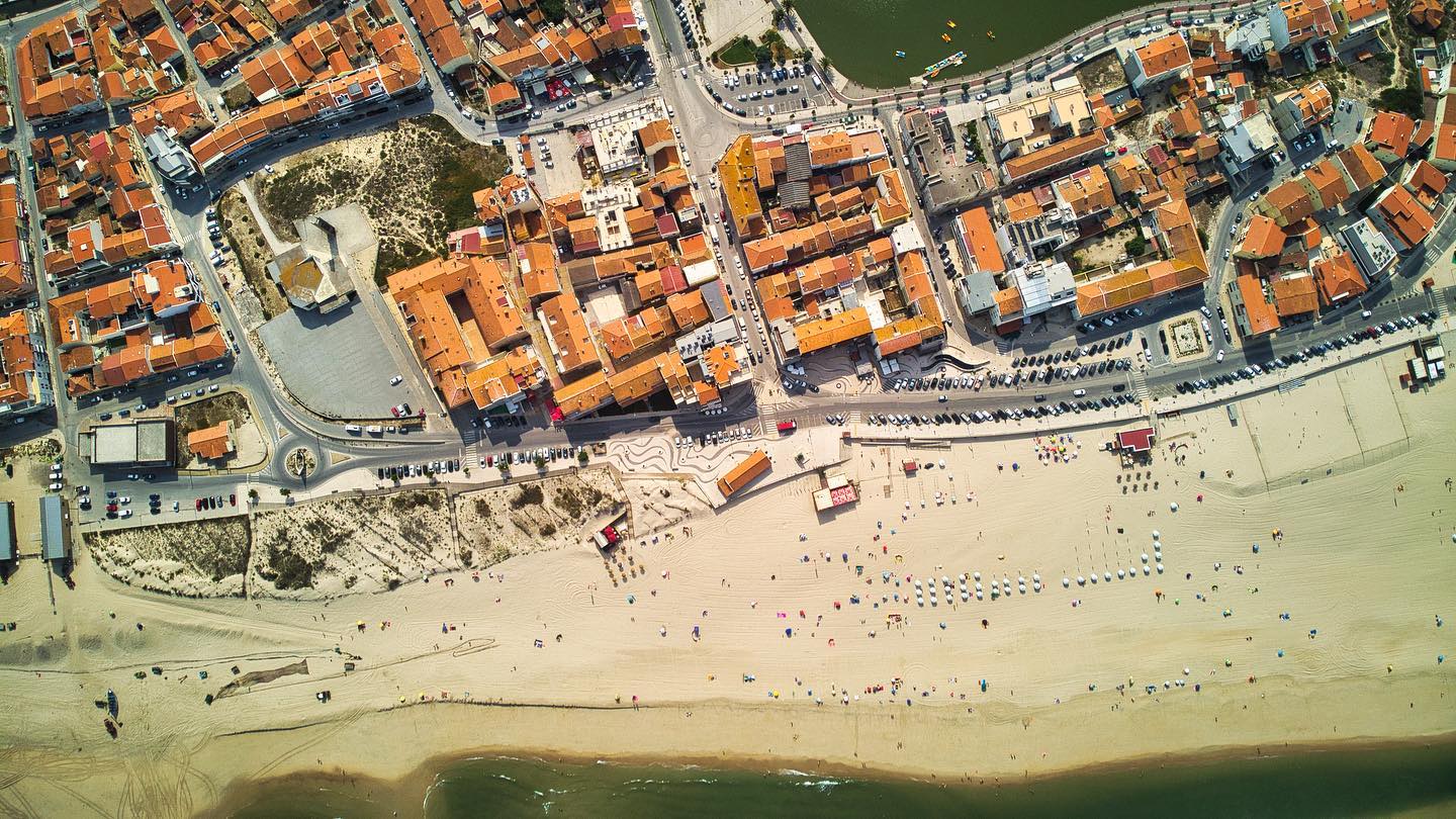 “Pano” overhead view of Praia de Mira.  This was made by stitching together 6 photos.